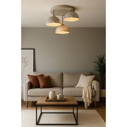 Brilagi - Ant lubų montuojama liustra MOON 3xE27/60W/230V smėlinė/auksinė