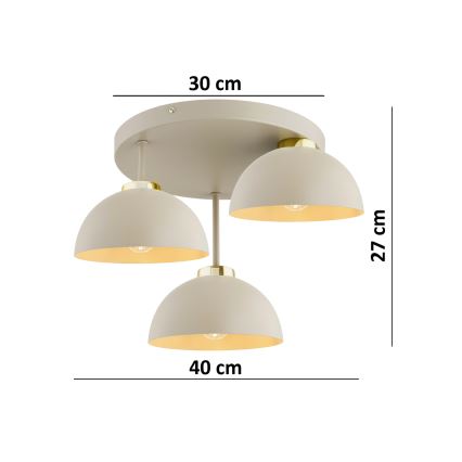 Brilagi - Ant lubų montuojama liustra MOON 3xE27/60W/230V smėlinė/auksinė