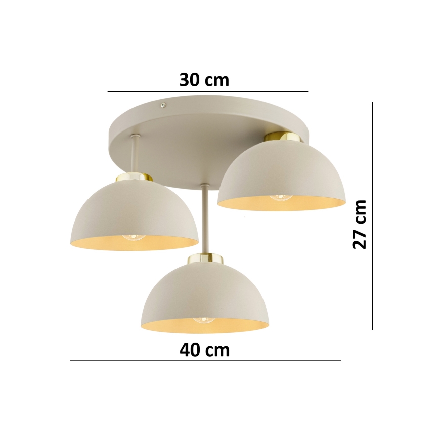 Brilagi - Ant lubų montuojama liustra MOON 3xE27/60W/230V smėlinė/auksinė