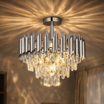 Brilagi - Ant lubų montuojamas šviestuvas ECLIPSE 5xE14/10W/230V, skersmuo 38 cm, sidabrinis