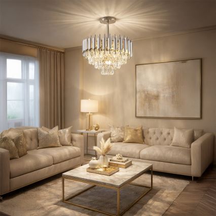 Brilagi - Ant lubų montuojamas šviestuvas ECLIPSE 5xE14/10W/230V, skersmuo 38 cm, sidabrinis