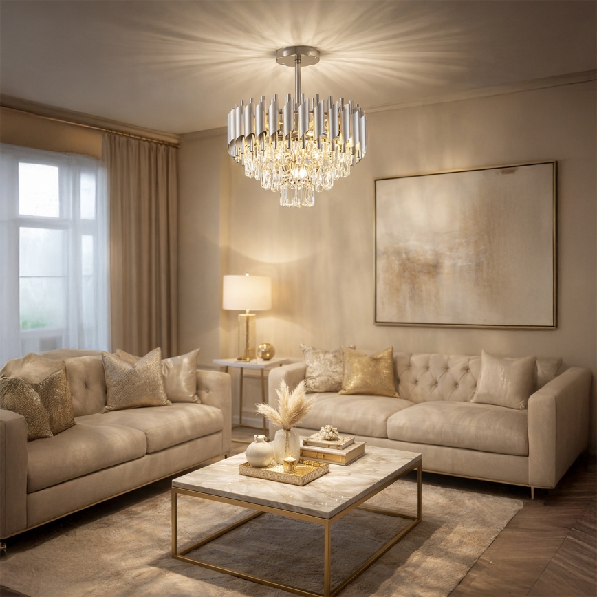 Brilagi - Ant lubų montuojamas šviestuvas ECLIPSE 5xE14/10W/230V, skersmuo 38 cm, sidabrinis