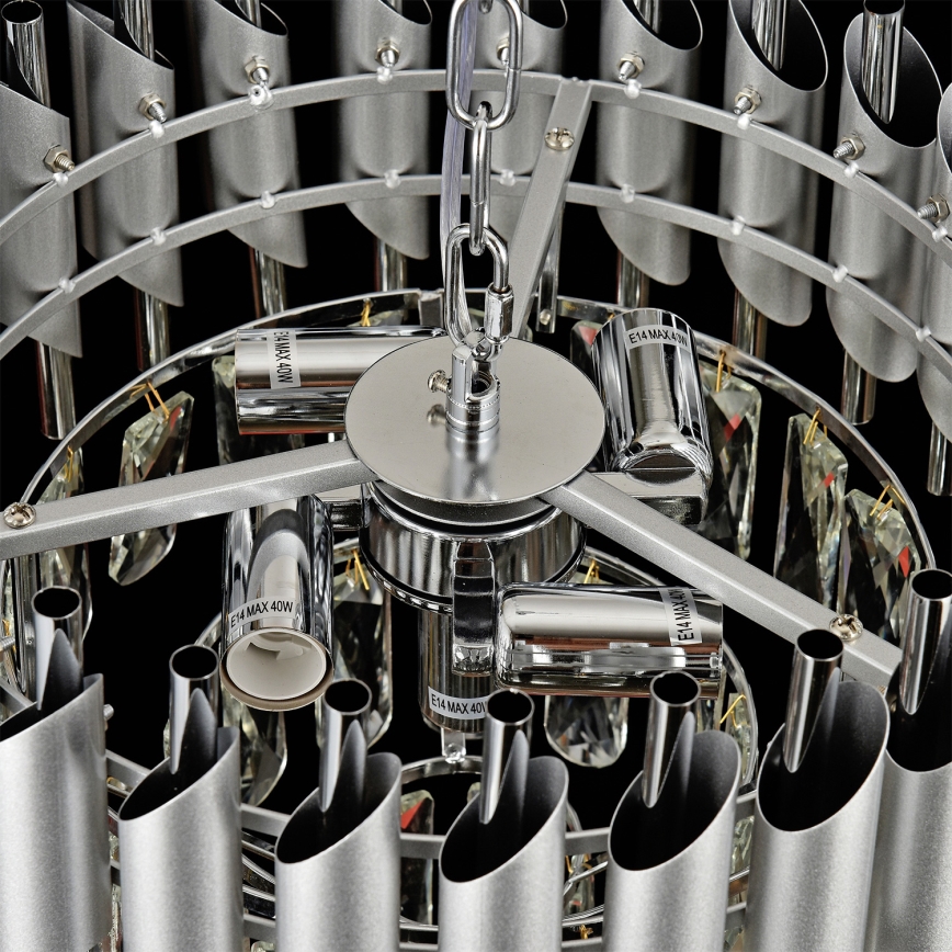 Brilagi - Ant lubų montuojamas šviestuvas ECLIPSE 5xE14/10W/230V, skersmuo 38 cm, sidabrinis