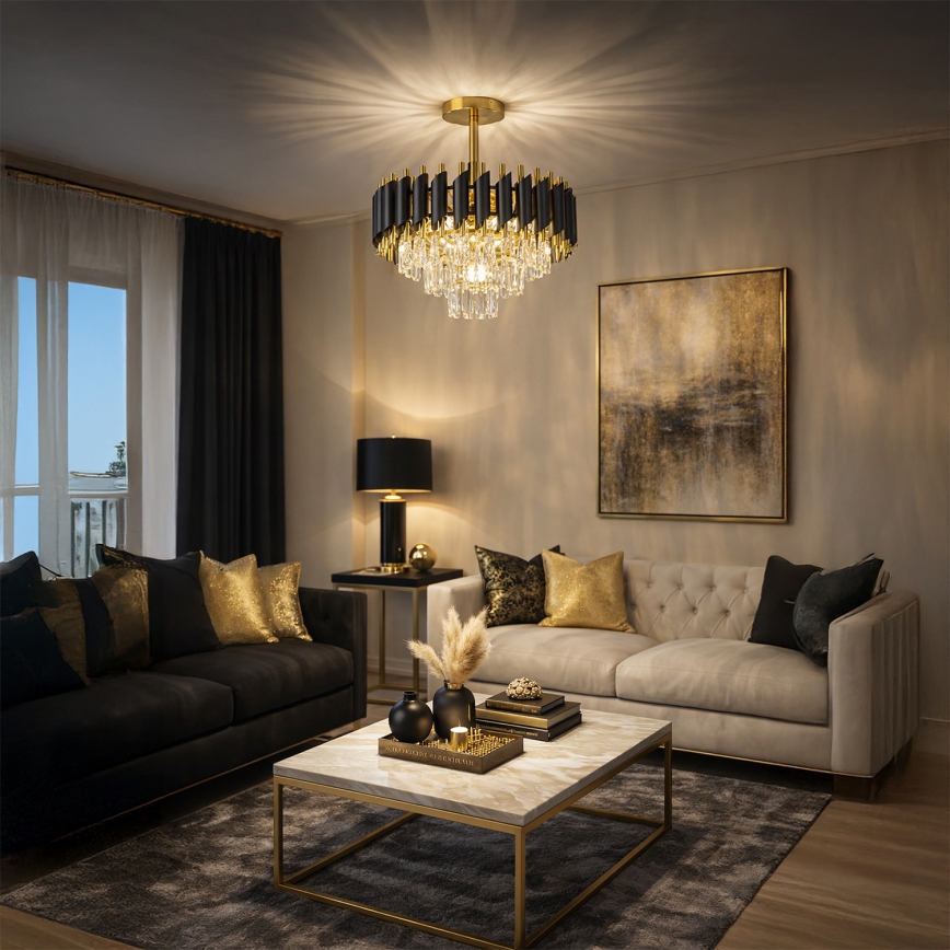 Brilagi - Ant lubų montuojamas šviestuvas ECLIPSE 5xE14/10W/230V Ø 38 cm juoda/auksinė