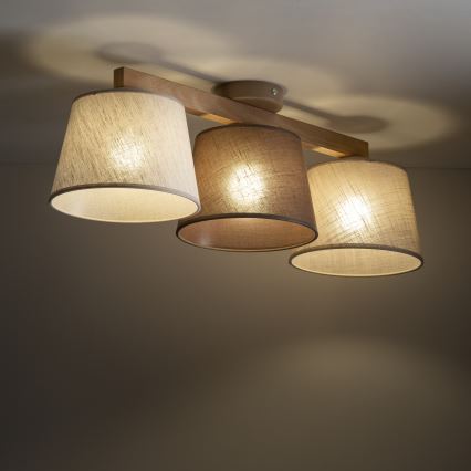 Brilagi - Ant lubų montuojamas šviestuvas LATTE 3xE27/15W/230V pušis/mišinys