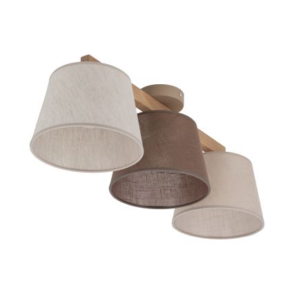 Brilagi - Ant lubų montuojamas šviestuvas LATTE 3xE27/15W/230V pušis/mišinys