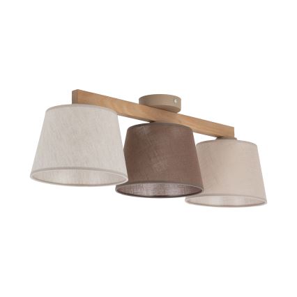 Brilagi - Ant lubų montuojamas šviestuvas LATTE 3xE27/15W/230V pušis/mišinys