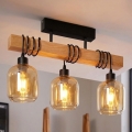 BRILAGI - Ant lubų montuojamas šviestuvas WOOD GLASS 3xE27/60W/230V pušis/juoda/dūminė ruda