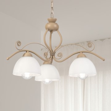 Brilagi - ANTICO MODERN pakabinama liustra su grandine 3xE27/60W/230V, smėlinė