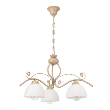 Brilagi - ANTICO MODERN pakabinama liustra su grandine 3xE27/60W/230V, smėlinė