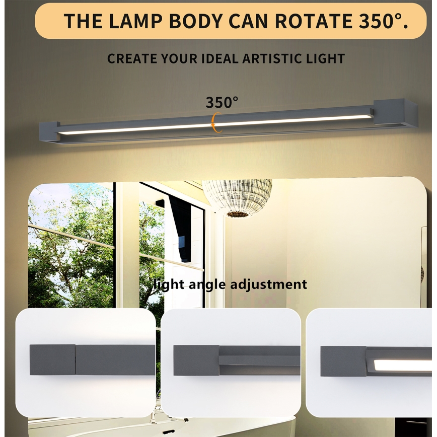 Brilagi - LED vonios veidrodžio apšvietimas AQUA LINE LED/24W/230V 90 cm IP44 antracitas CRI 90