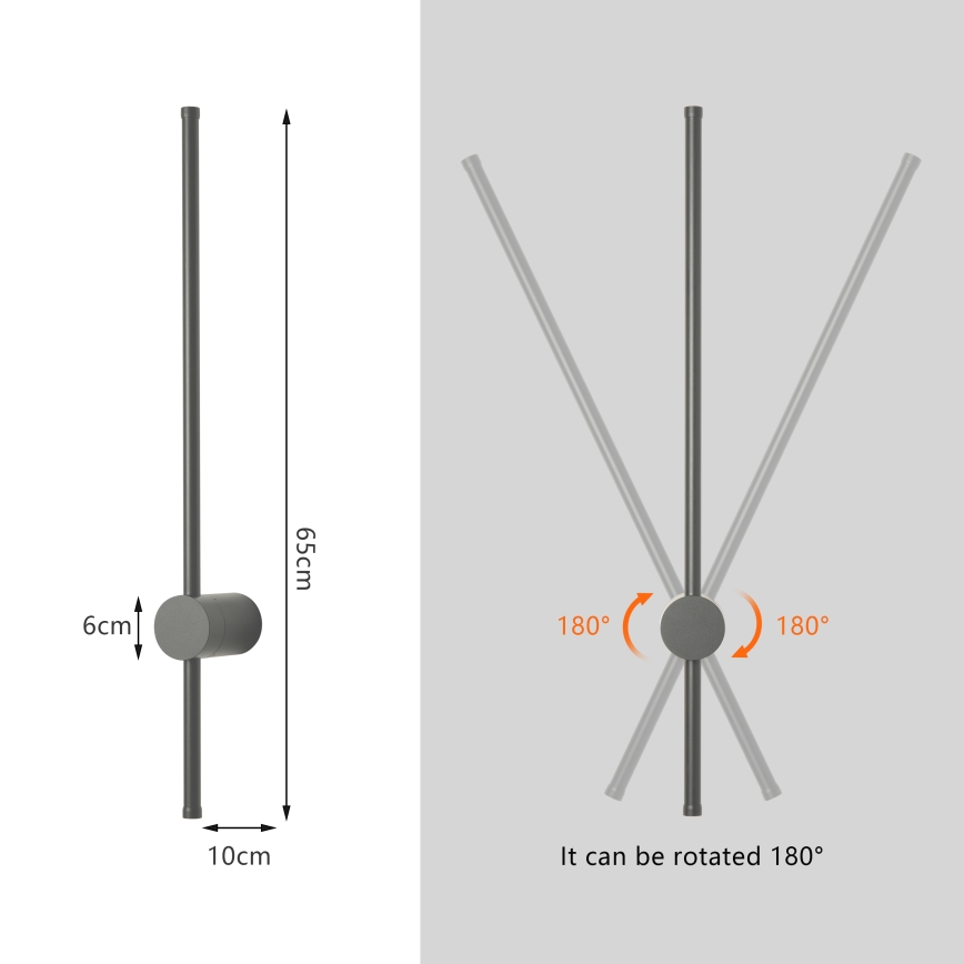 Brilagi - LED lauko sieninis šviestuvas AURA LED/12W/230V 3000K IP54 65 cm antracitas