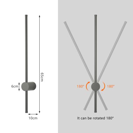 Brilagi - lauko sieninis šviestuvas AURA LED/12W/230V 4000K IP54 65 cm antracitas