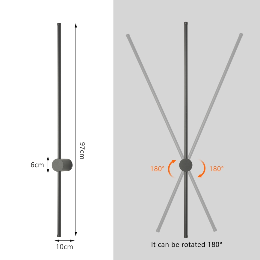 Brilagi - Lauko sieninis LED šviestuvas AURA LED/20W/230V 4000K IP54 97 cm antracitas