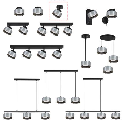 Brilagi - AURA LUX taškinis šviestuvas 1xGX53/30W/230V, skersmuo 13 cm, juodas/dūminis