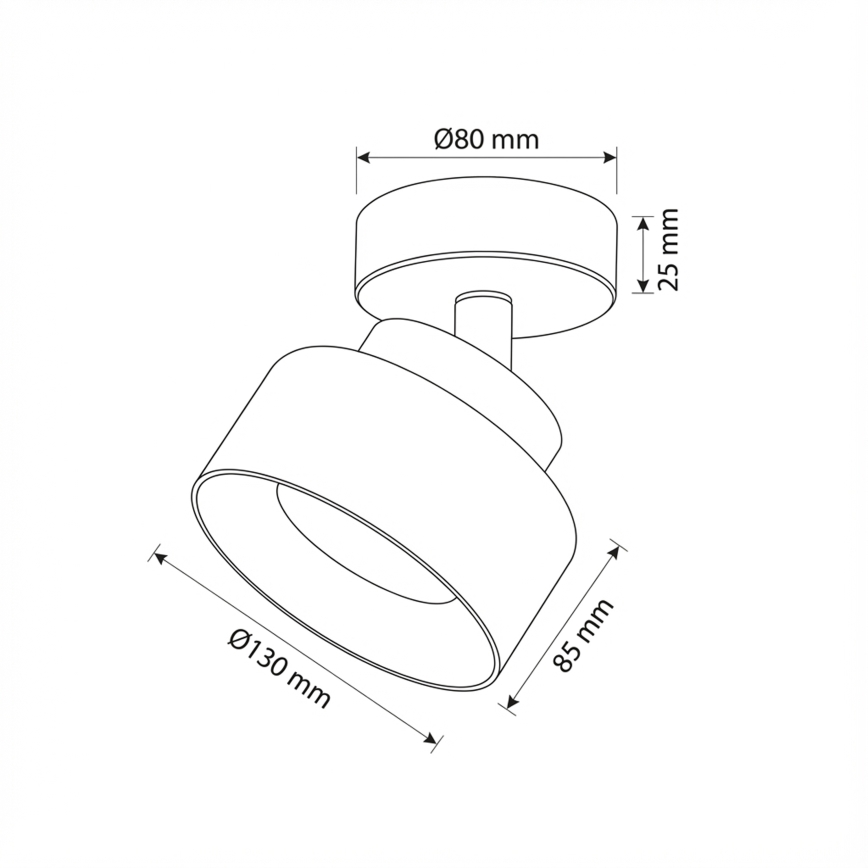 Brilagi - AURA LUX taškinis šviestuvas 1xGX53/30W/230V, skersmuo 13 cm, juodas/dūminis