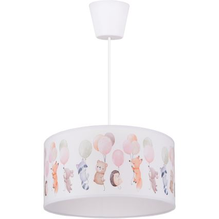Brilagi - BOBO LED vaikiškas pakabinamas šviestuvas ant troselio 1xE27/60W/230V skersm. 35 cm balta/gyvūnėliai