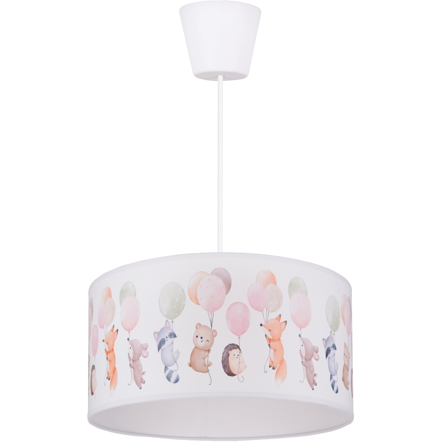 Brilagi - BOBO LED vaikiškas pakabinamas šviestuvas ant troselio 1xE27/60W/230V skersm. 35 cm balta/gyvūnėliai
