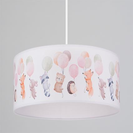 Brilagi - BOBO LED vaikiškas pakabinamas šviestuvas ant troselio 1xE27/60W/230V skersm. 35 cm balta/gyvūnėliai