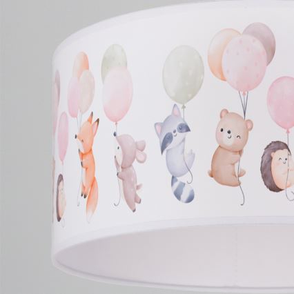 Brilagi - BOBO LED vaikiškas pakabinamas šviestuvas ant troselio 1xE27/60W/230V skersm. 35 cm balta/gyvūnėliai