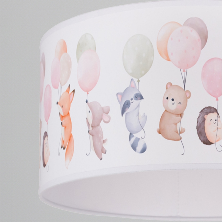 Brilagi - BOBO LED vaikiškas pakabinamas šviestuvas ant troselio 1xE27/60W/230V skersm. 35 cm balta/gyvūnėliai