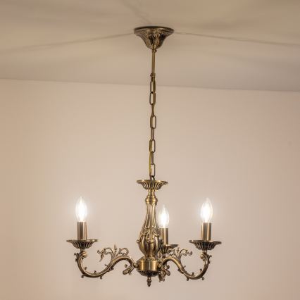 BRILAGI - CLASSIC sietynas ant grandinės 3xE14/10W/230V, žalvaris