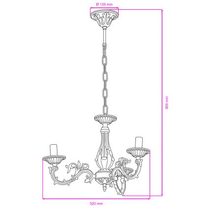 BRILAGI - CLASSIC sietynas ant grandinės 3xE14/10W/230V, žalvaris