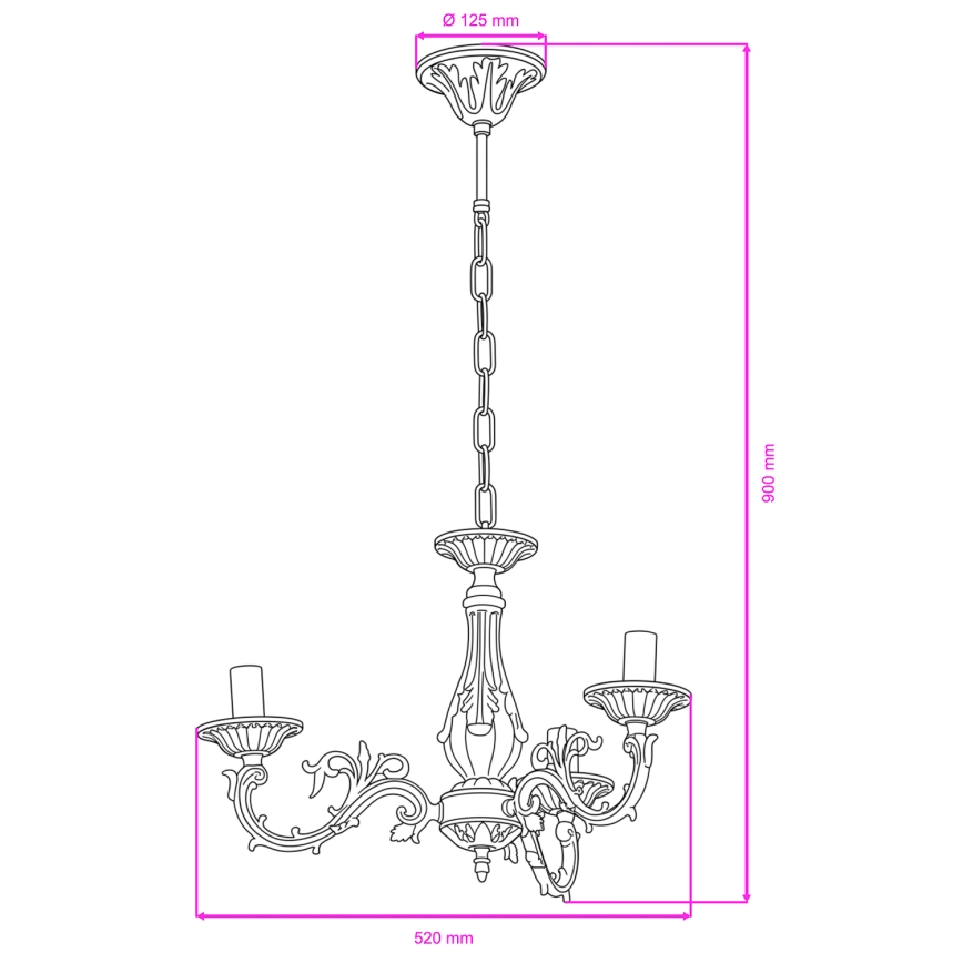 BRILAGI - CLASSIC sietynas ant grandinės 3xE14/10W/230V, žalvaris