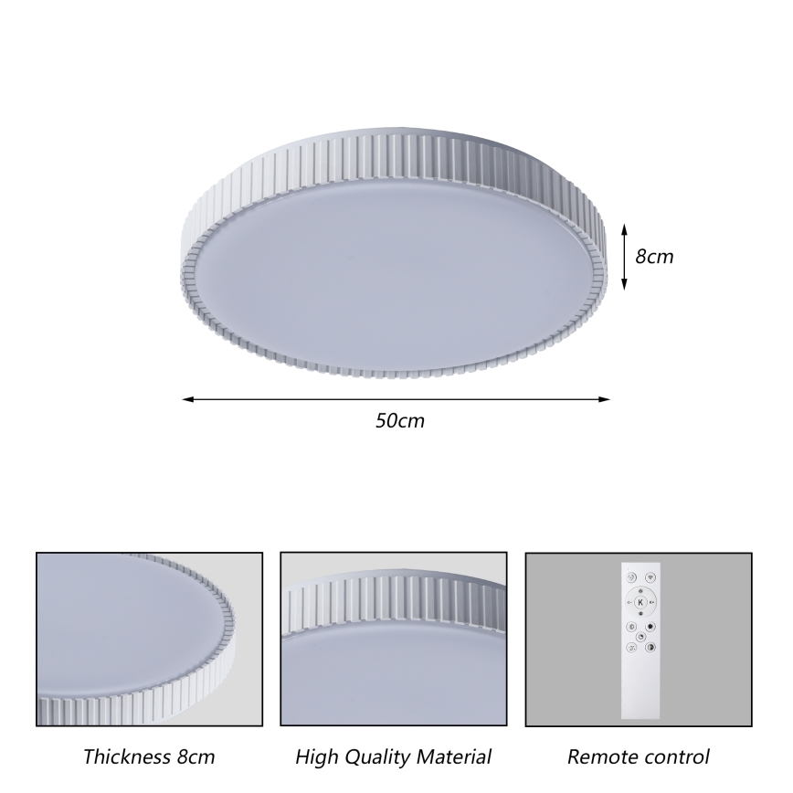 Brilagi - Dimeriuojamas LED lubinis šviestuvas CORVO LED/72W/230V 3000-6000K, baltas, Ø 50 cm + nuotolinio valdymo pultas