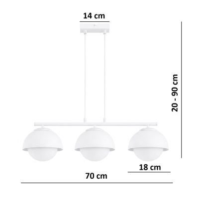 BRILAGI - COSMO pakabinamas šviestuvas ant laido 3xE27/60W/230V, baltas/auksinis