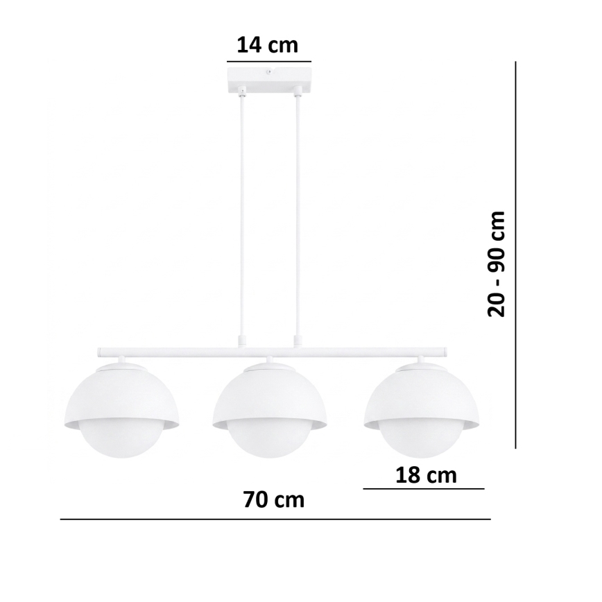 BRILAGI - COSMO pakabinamas šviestuvas ant laido 3xE27/60W/230V, baltas/auksinis