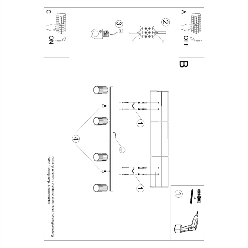 Brilagi - CRESTO taškinis šviestuvas 4xGU10/10W/230V raudonas