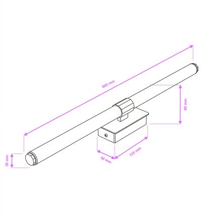 Brilagi - DIANA LED vonios veidrodžio šviestuvas, 10 W, 230 V, 60 cm, IP44, juodas