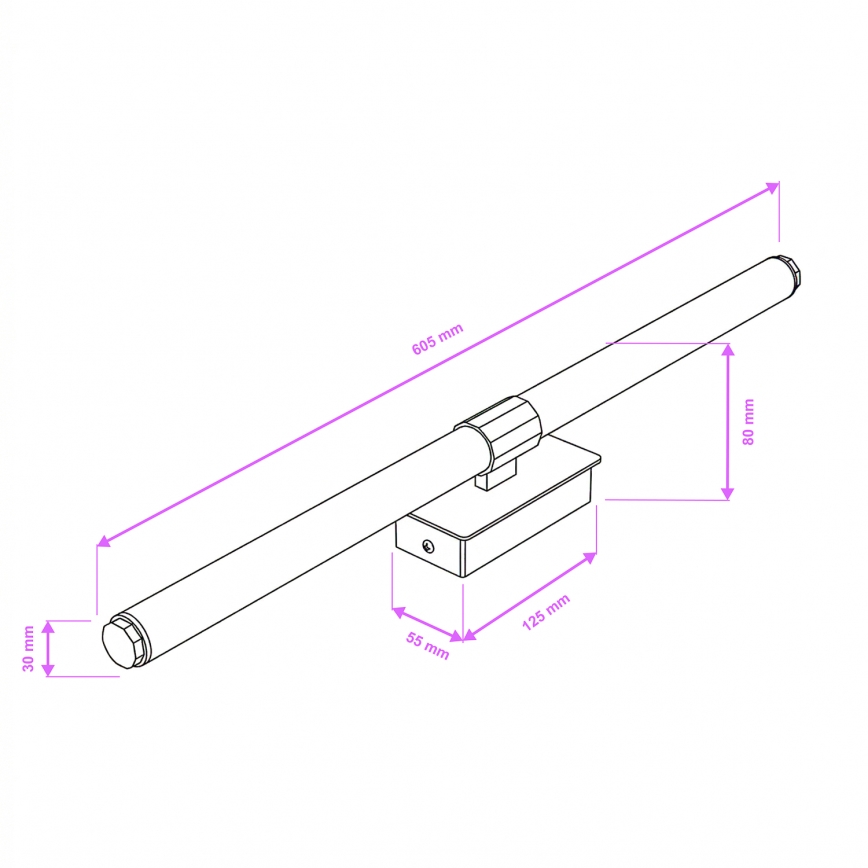 Brilagi - DIANA LED vonios veidrodžio šviestuvas, 10 W, 230 V, 60 cm, IP44, juodas