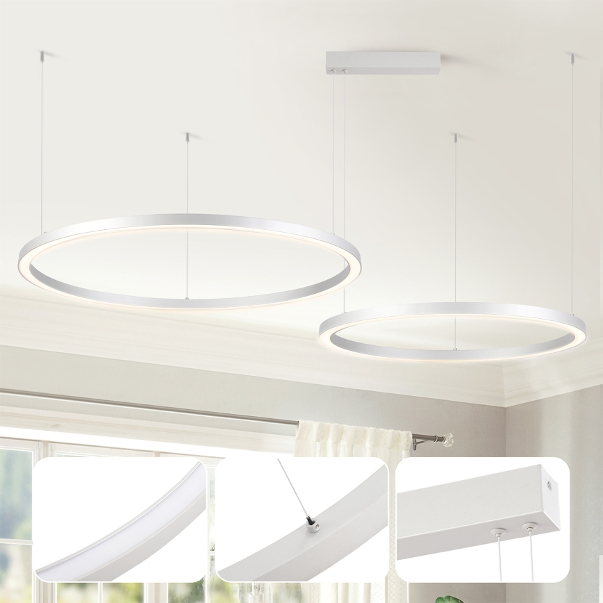 Brilagi - PORTOFINO dimeriuojama LED liustra ant lyno LED/98W/230V 3000-6000K sidabrinė + su nuotoliniu pulteliu