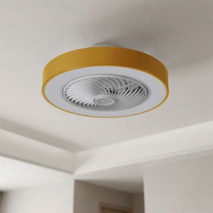 Brilagi - dimeriuojamas LED lubinis šviestuvas su ventiliatoriumi LED/38W/230V 3000-6500K 3000-6500K skers. 50 cm auksinis + nuotolinis valdymas