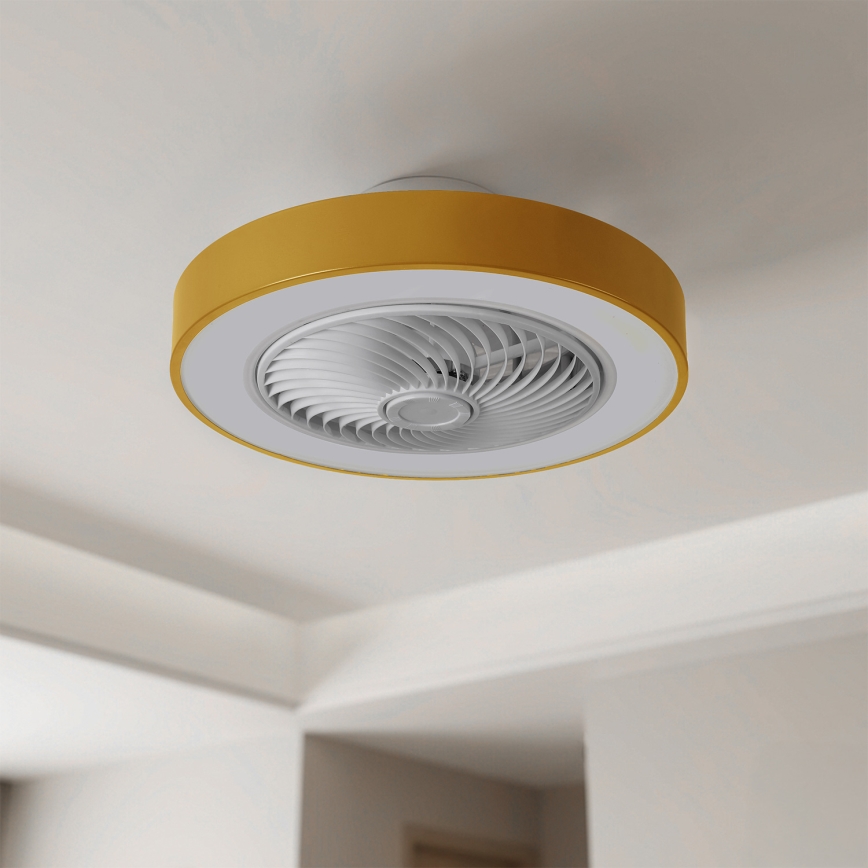 Brilagi - dimeriuojamas LED lubinis šviestuvas su ventiliatoriumi LED/38W/230V 3000-6500K 3000-6500K skers. 50 cm auksinis + nuotolinis valdymas