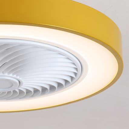 Brilagi - dimeriuojamas LED lubinis šviestuvas su ventiliatoriumi LED/38W/230V 3000-6500K 3000-6500K skers. 50 cm auksinis + nuotolinis valdymas