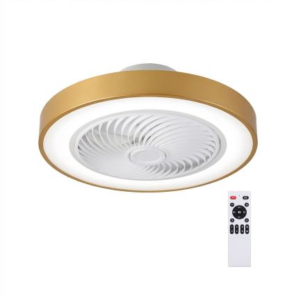 Brilagi - dimeriuojamas LED lubinis šviestuvas su ventiliatoriumi LED/38W/230V 3000-6500K 3000-6500K skers. 50 cm auksinis + nuotolinis valdymas