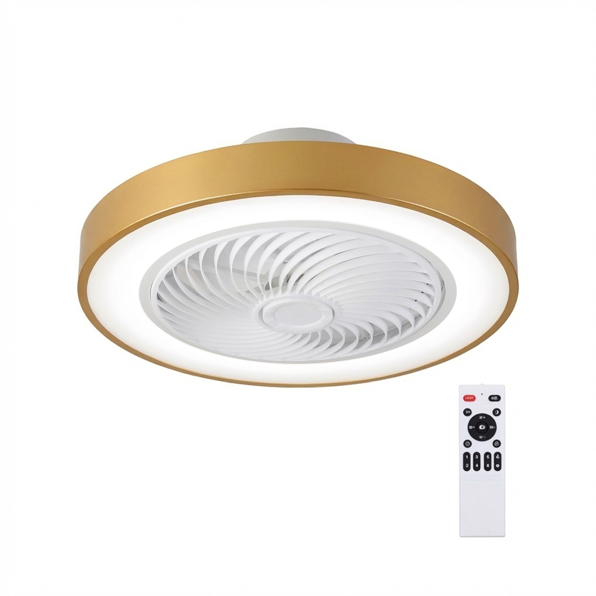 Brilagi - dimeriuojamas LED lubinis šviestuvas su ventiliatoriumi LED/38W/230V 3000-6500K 3000-6500K skers. 50 cm auksinis + nuotolinis valdymas