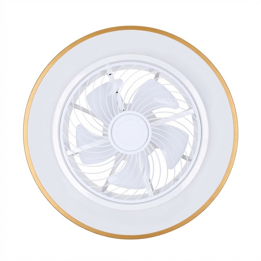 Brilagi - dimeriuojamas LED lubinis šviestuvas su ventiliatoriumi LED/38W/230V 3000-6500K 3000-6500K skers. 50 cm auksinis + nuotolinis valdymas