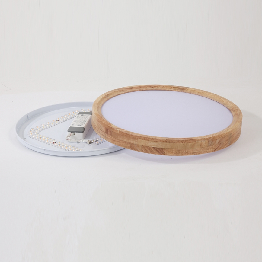 Brilagi - Reguliuojamas lubinis LED šviestuvas WOODROUND LED/30W/230V 3000-6000K, skersmuo 40 cm, mediena, CRI 90 + nuotolinis valdymas