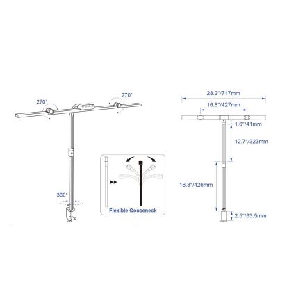 Brilagi - LED dimeriuojama jutiklinė stalinė lempa su spaustuku VARIO LED/24W/230V 3000-6500K CRI 92 juoda