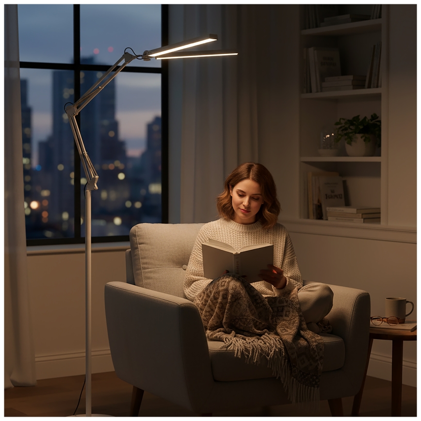 Brilagi - LED reguliuojama lanksti pastatoma lempa VARIO LED/14W/230V 3000-6000K 157 cm balta