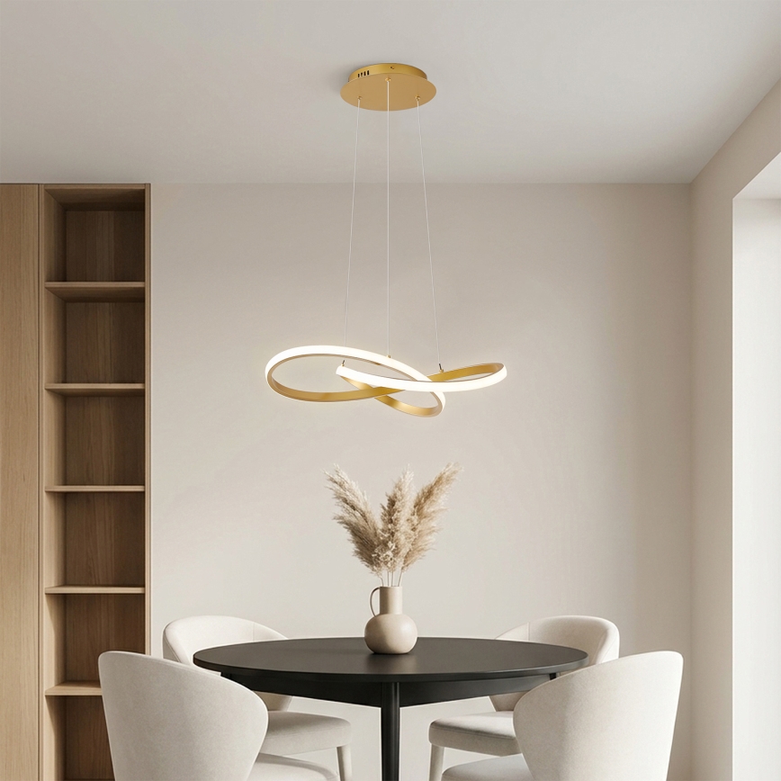 Brilagi - LED dimeriuojama pakabinama liustra ant troselio INFINITY LED/55W/230V 3000-6000K 50x50 cm auksinė + nuotolinis valdymas