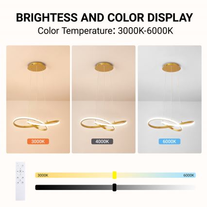 Brilagi - LED dimeriuojama pakabinama liustra ant troselio INFINITY LED/55W/230V 3000-6000K 50x50 cm auksinė + nuotolinis valdymas