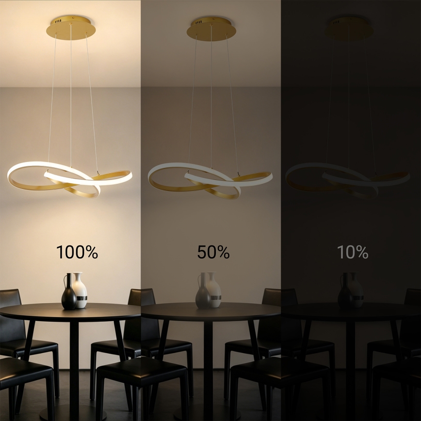 Brilagi - LED dimeriuojama pakabinama liustra ant troselio INFINITY LED/55W/230V 3000-6000K 50x50 cm auksinė + nuotolinis valdymas