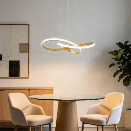 Brilagi - LED dimeriuojama pakabinama liustra ant troselio INFINITY LED/55W/230V 3000-6000K 50x50 cm auksinė + nuotolinis valdymas