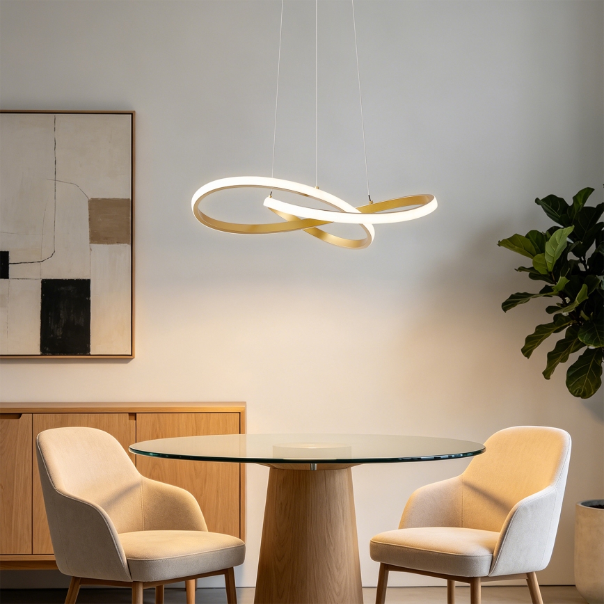 Brilagi - LED dimeriuojama pakabinama liustra ant troselio INFINITY LED/55W/230V 3000-6000K 50x50 cm auksinė + nuotolinis valdymas