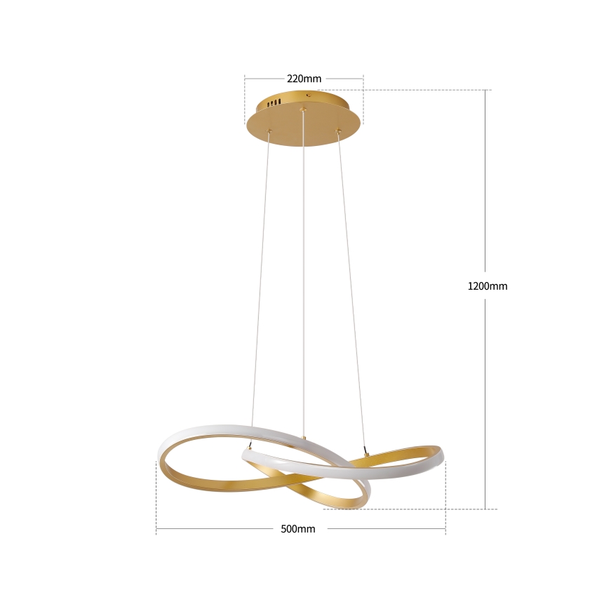 Brilagi - LED dimeriuojama pakabinama liustra ant troselio INFINITY LED/55W/230V 3000-6000K 50x50 cm auksinė + nuotolinis valdymas